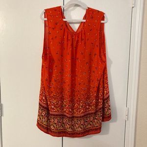 Old Navy Floral Tank Top Tunic Boho Festival Shirt Length Red XXL